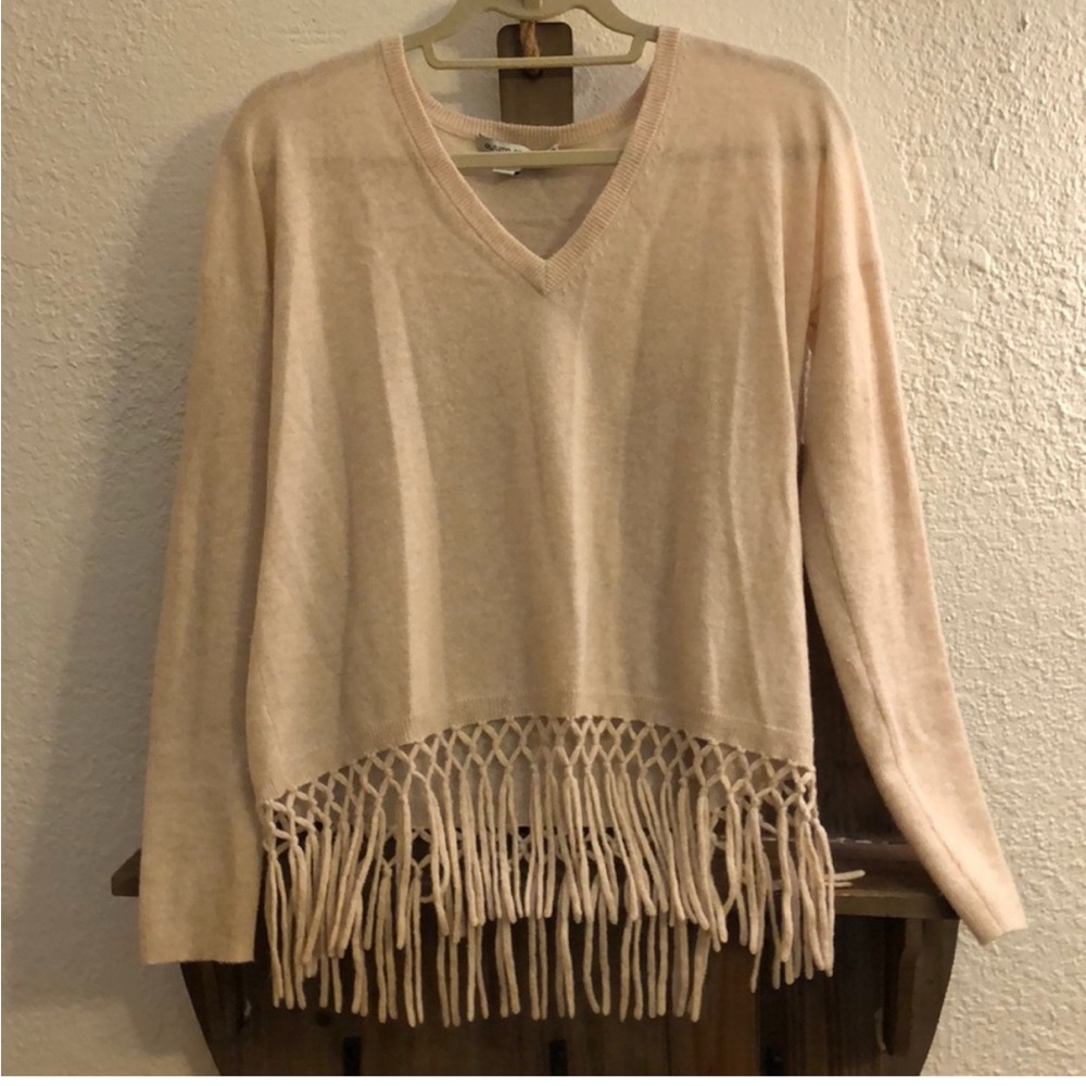 Autumn Cashmere FRINGE Sweater-chic AND cozy! Cream!!!
